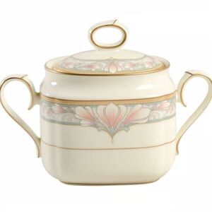 New! Noritake Barrymore fine bone china sugar server bowl 2 pc. container w/ lid